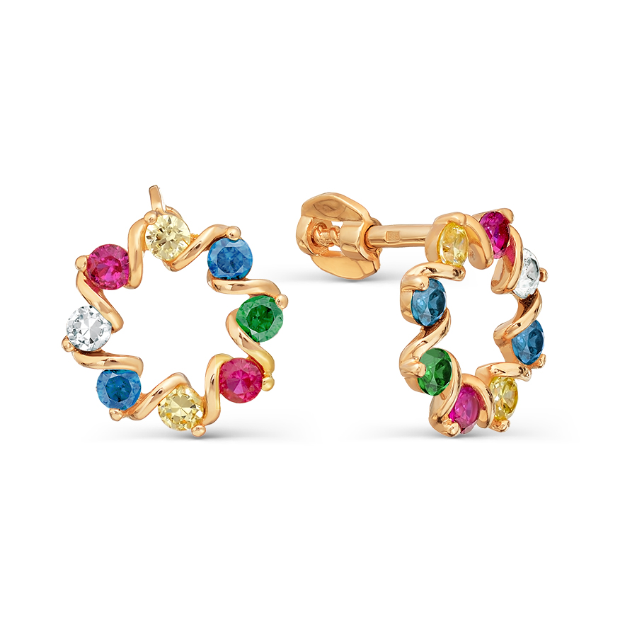 Cercei Pusete din aur roșu cu pietre Cubic Zirconia Colorat