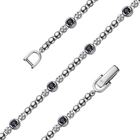 Brățară din aur alb cu pietre Diamant, Safir