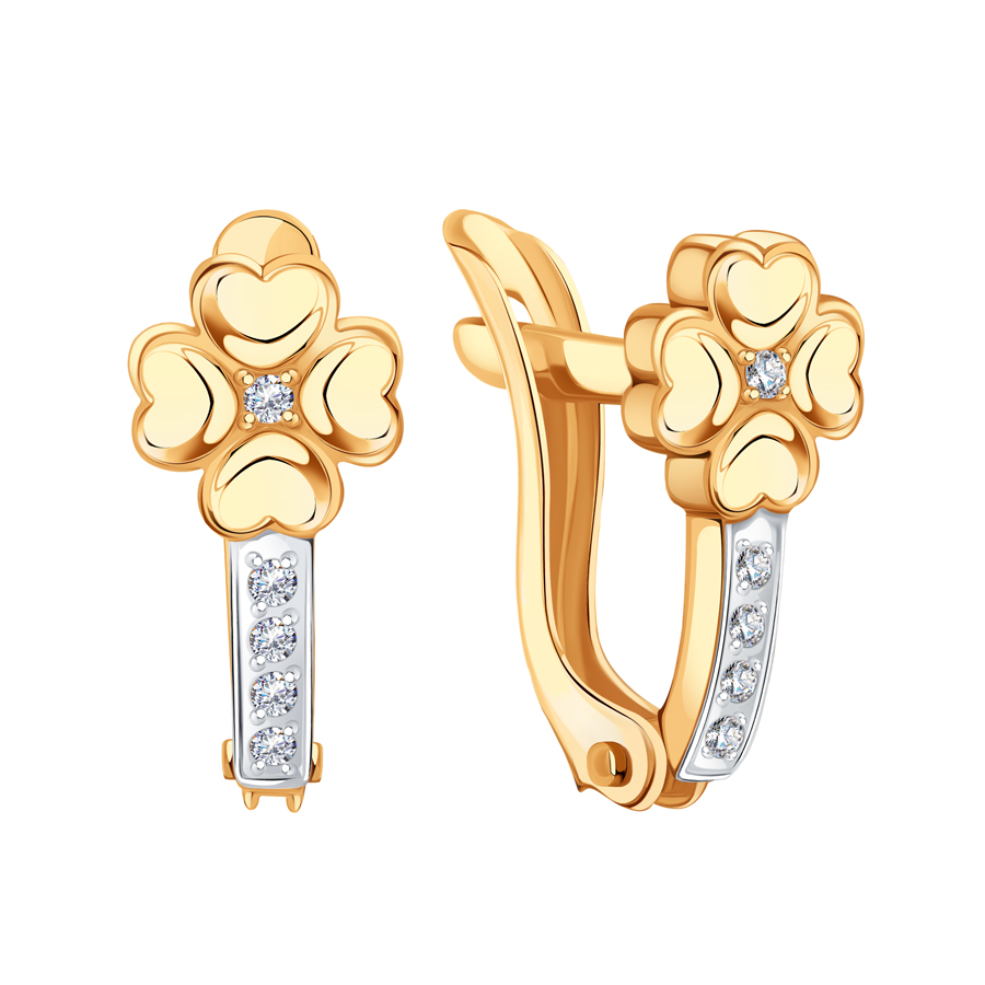 Cercei din aur roșu cu pietre Cubic Zirconia Incolor