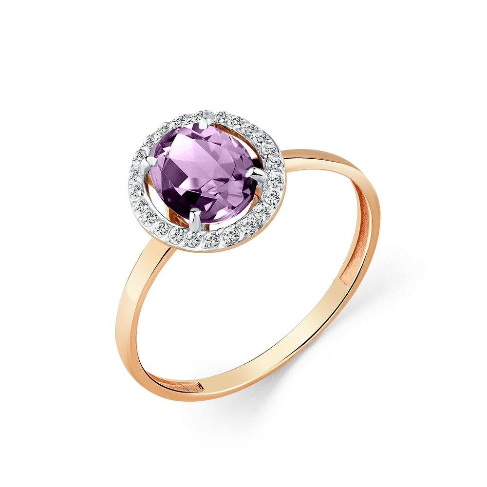 Inel din aur roșu cu pietre Cubic Zirconia Incolor, Alexandrit (sint.)