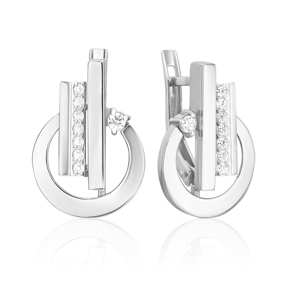 Cercei din aur alb cu pietre Cubic zirconia