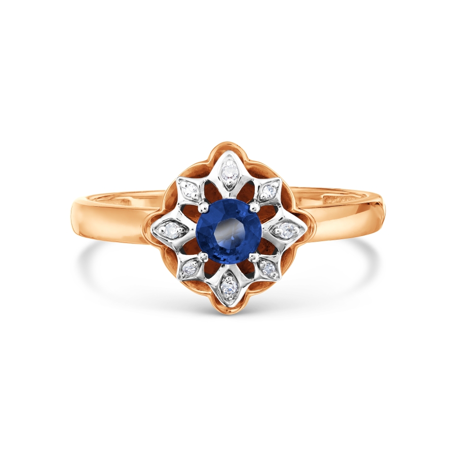 Inel din aur alb și roșu cu pietre Diamant, Safir