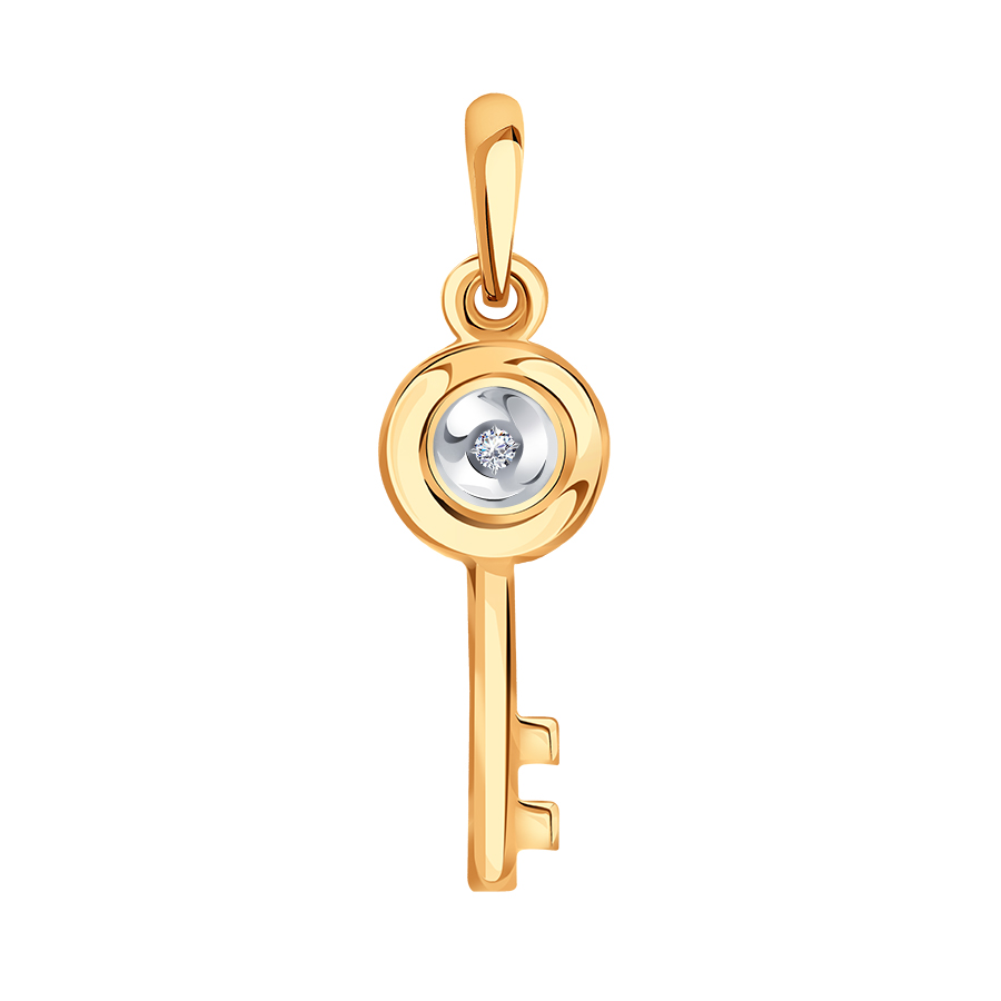 Pandantiv din aur roșu cu pietre Cubic Zirconia Incolor