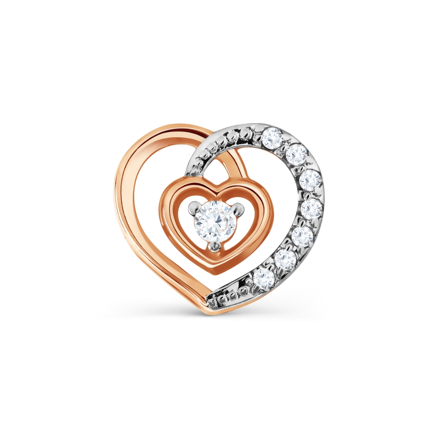 Pandantiv din aur roșu cu pietre Cubic Zirconia Incolor