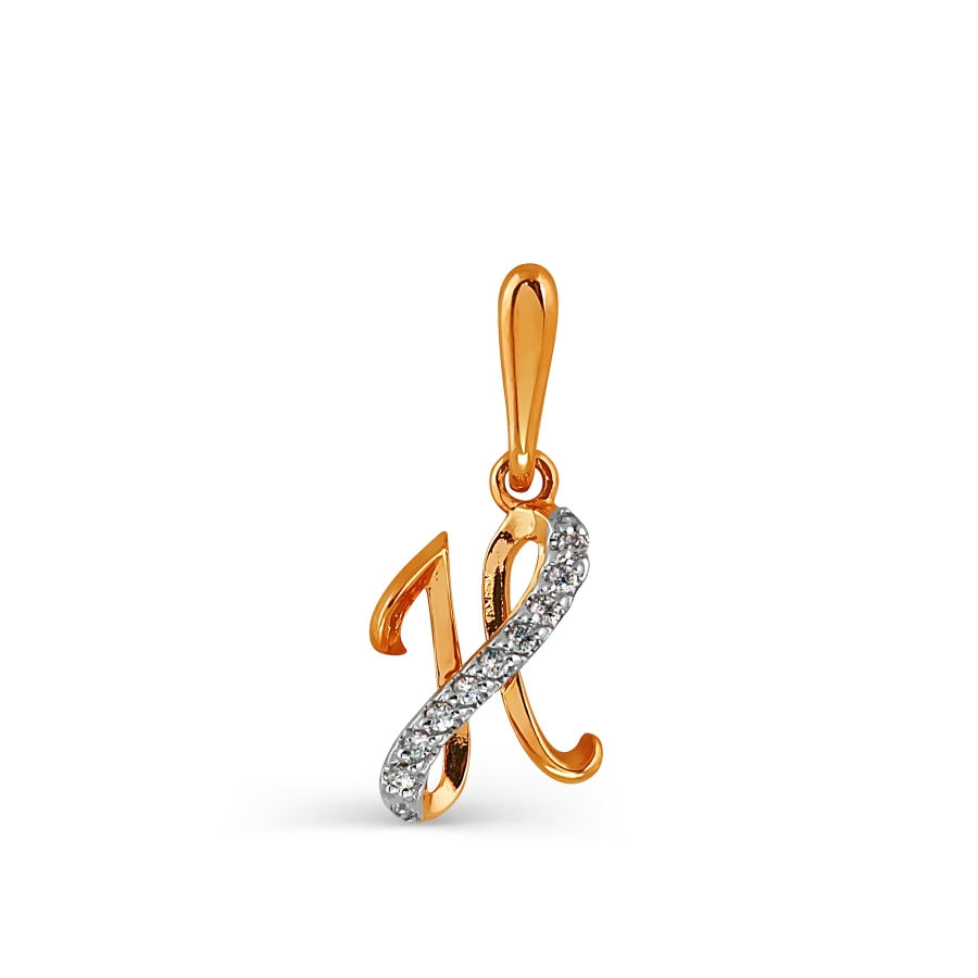 Pandantiv din aur roșu cu pietre Cubic Zirconia Incolor