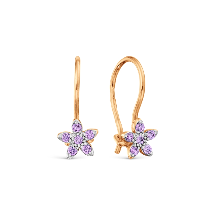 Cercei p-u copii din aur roșu cu pietre Cubic Zirconia Liliachiu