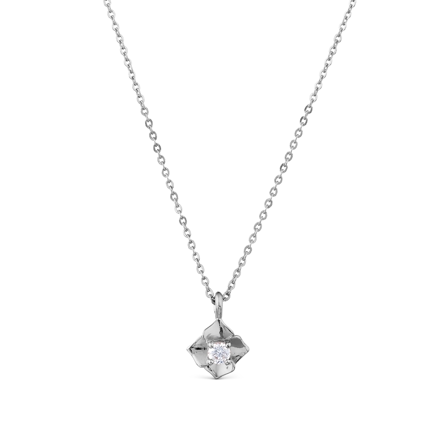 Colier din aur alb cu pietre Cubic Zirconia Incolor