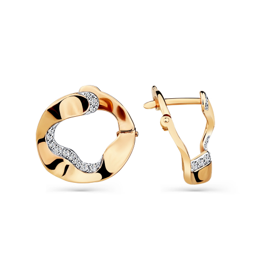 Cercei din aur roșu cu pietre Cubic Zirconia Incolor