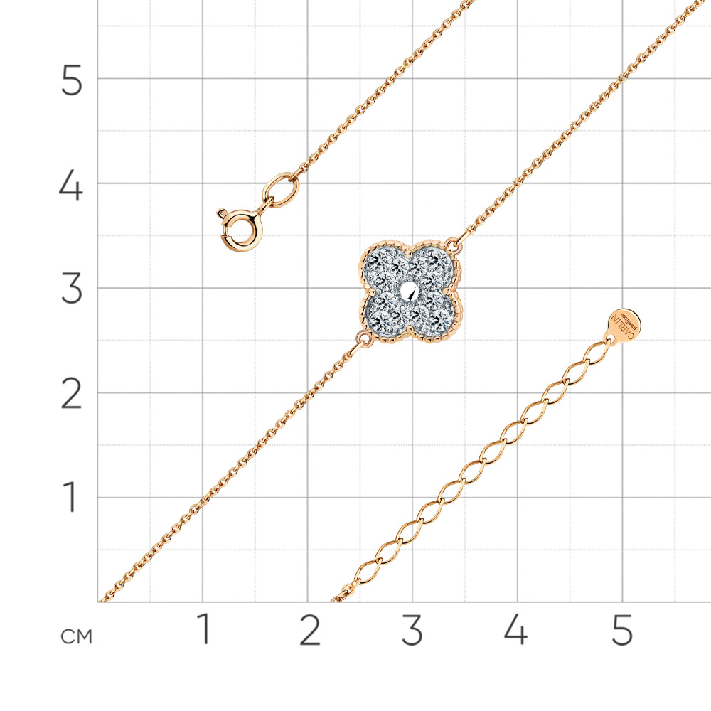 Brățară din aur roșu cu pietre Cubic Zirconia Incolor
