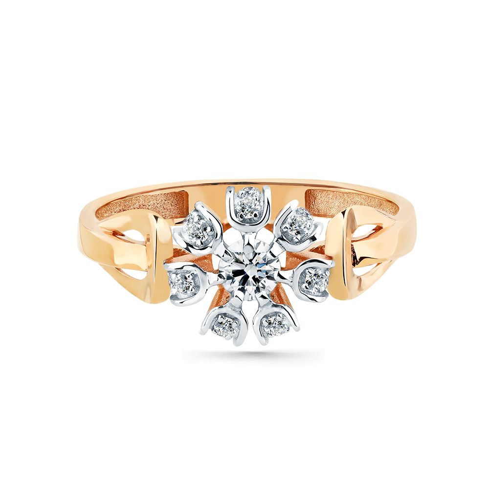 Inel din aur roșu cu pietre Cubic Zirconia Incolor