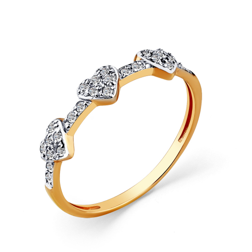 Inel din aur roșu cu pietre Cubic zirconia