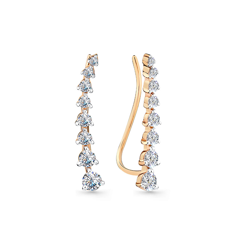 Cercei din aur roșu cu pietre Cubic Zirconia Incolor