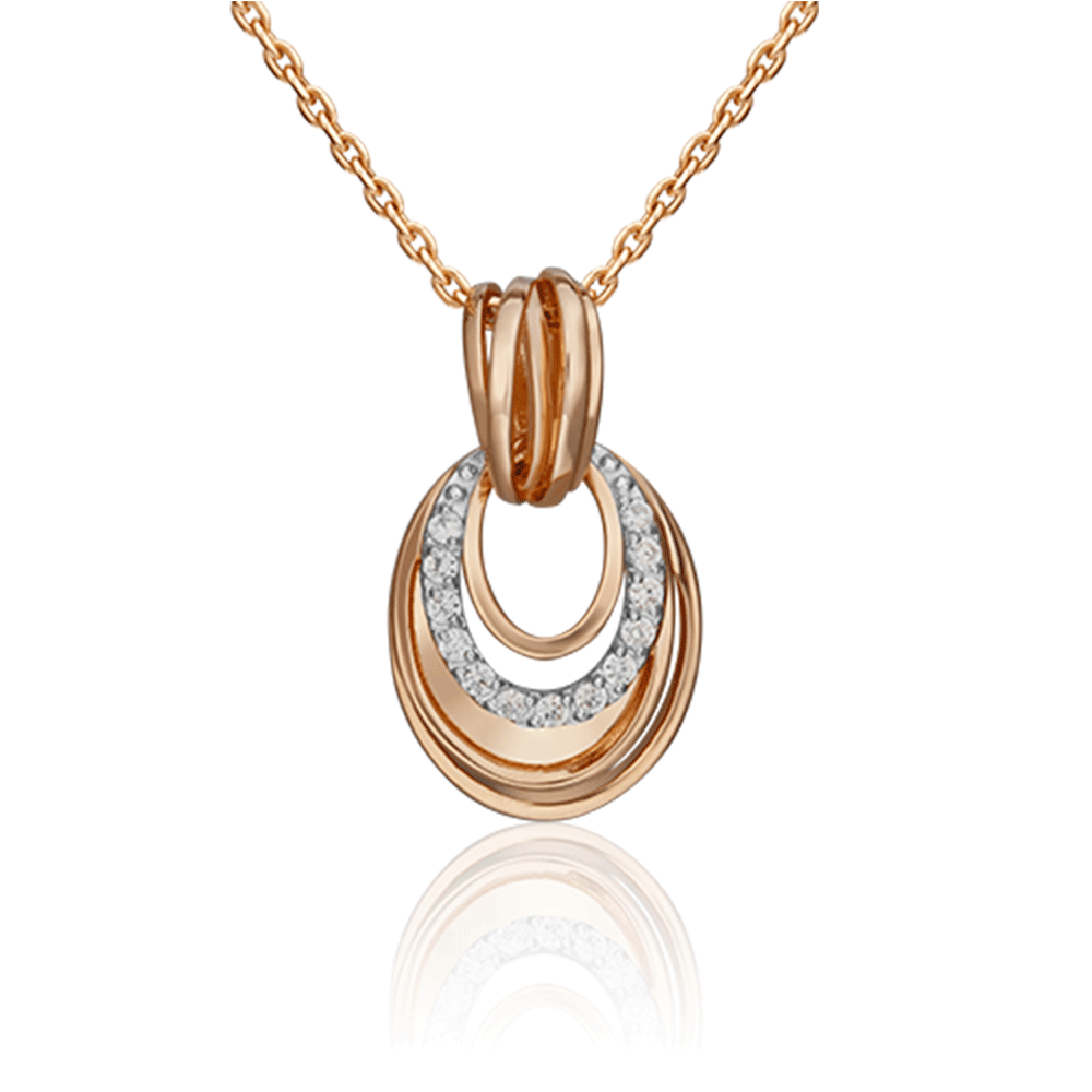 Pandantiv din aur roșu cu pietre Cubic Zirconia Incolor