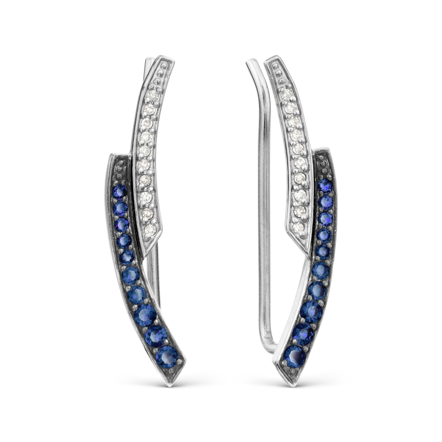 Cercei din aur alb cu pietre Diamant, Safir