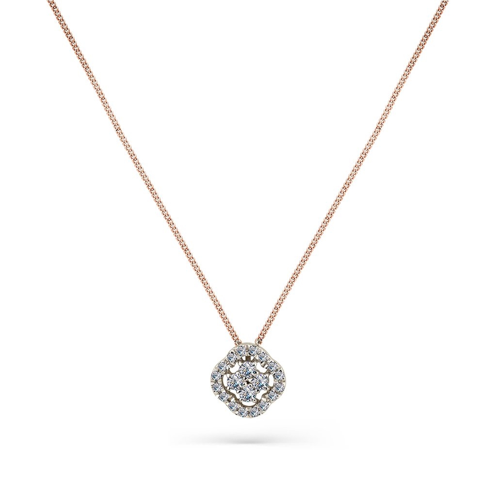 Colier din aur roz cu pietre Diamant