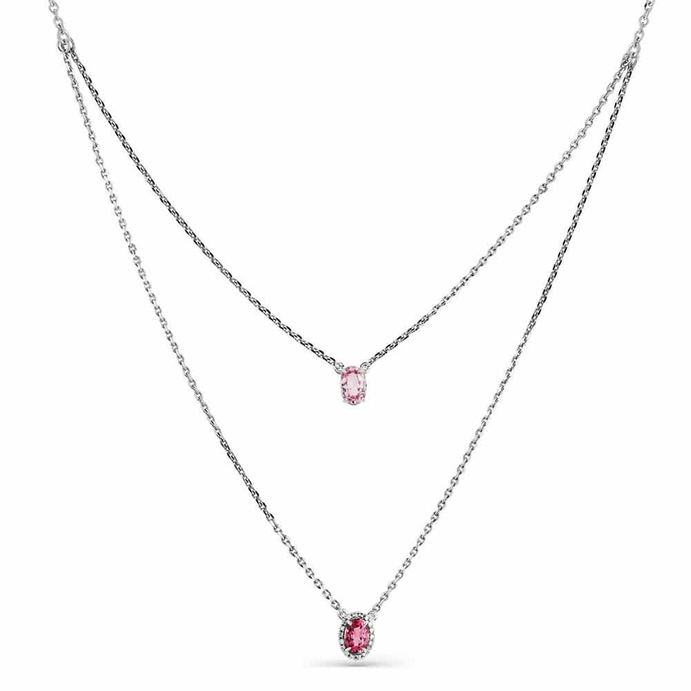 Colier din aur alb cu pietre Diamant, Spinel