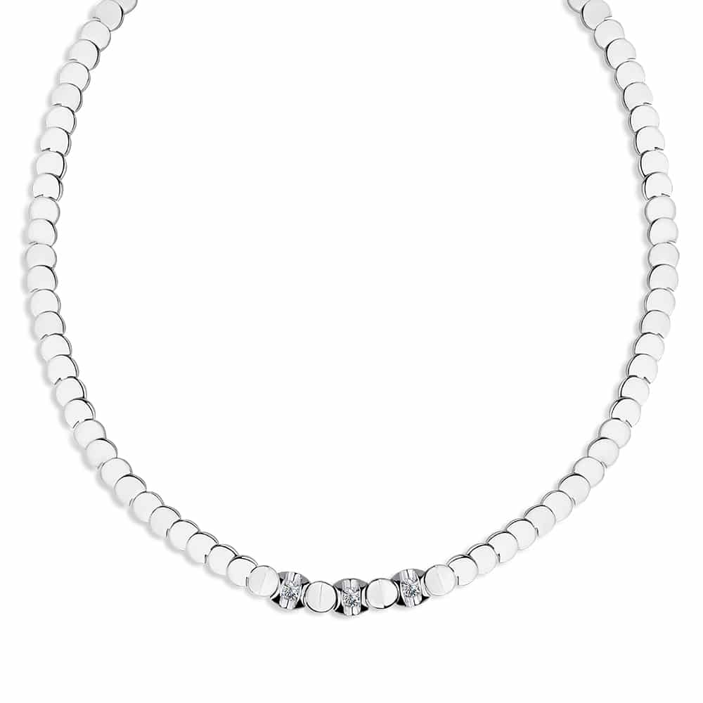 Colier din aur alb cu pietre Diamant