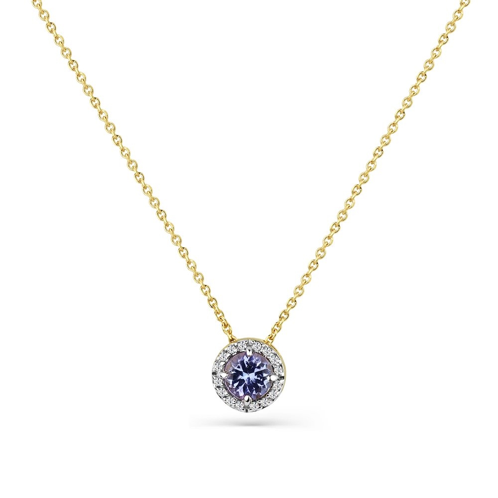 Colier din aur galben cu pietre Diamant, Tanzanit