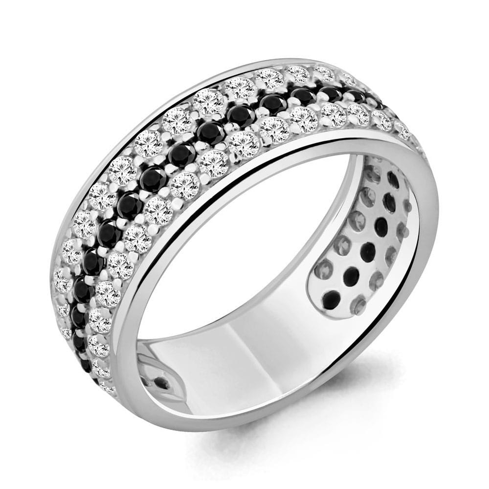 Inel din aur alb cu pietre Cubic Zirconia Incolor, Nanocristal