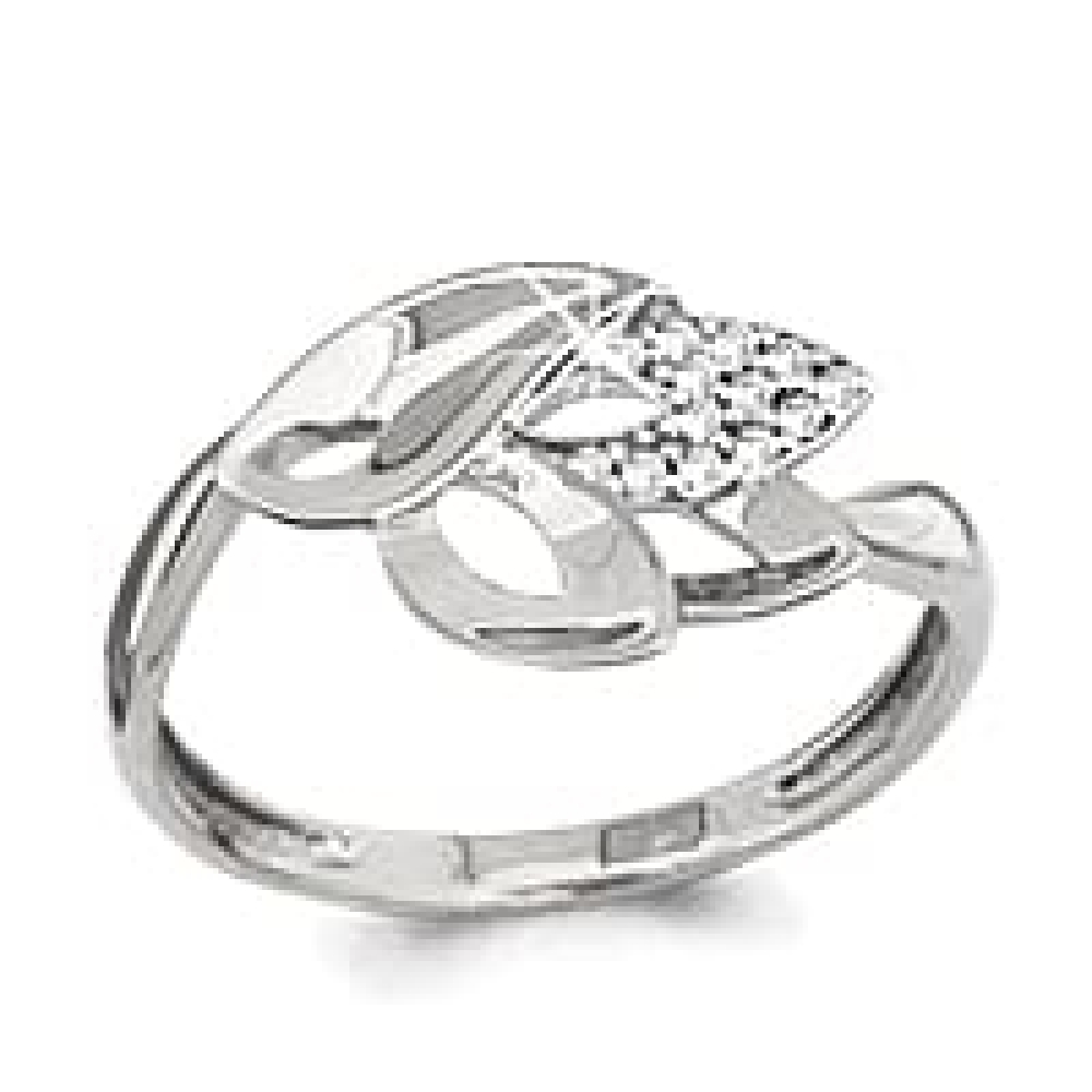 Inel din aur alb cu pietre Cubic Zirconia Incolor