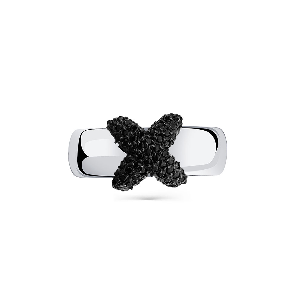 Inel din aur alb cu pietre Cubic Zirconia Negru
