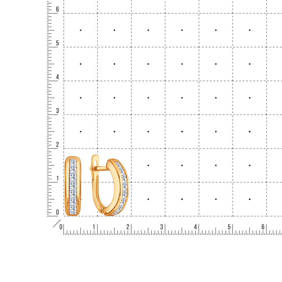 Cercei din aur roșu cu pietre Cubic Zirconia Incolor