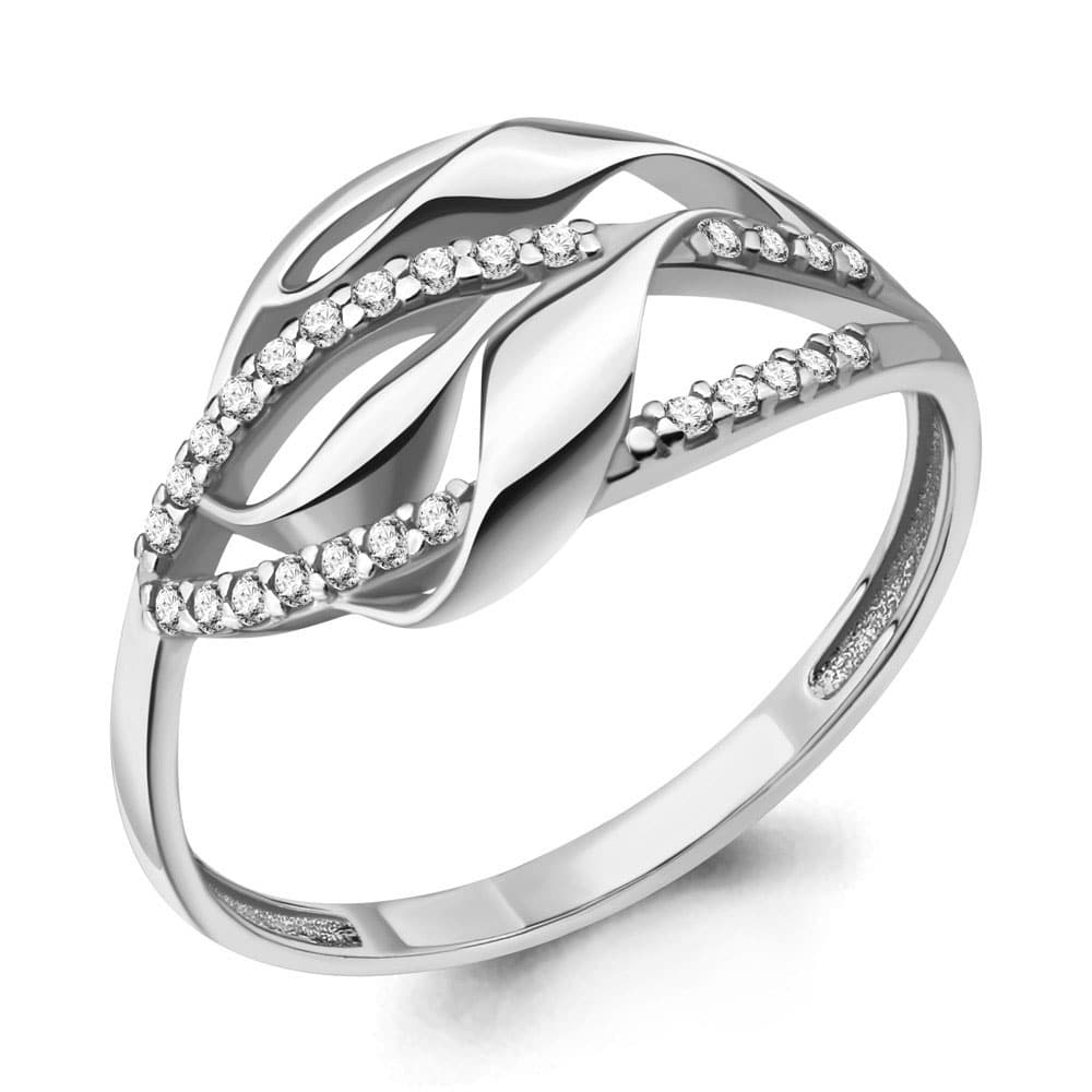 Inel din aur alb cu pietre Cubic Zirconia Incolor