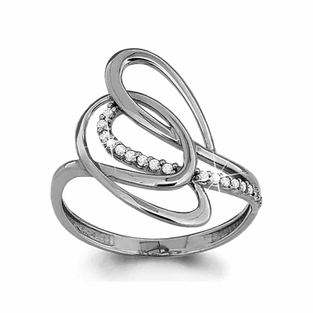 Inel din aur alb cu pietre Cubic Zirconia Incolor