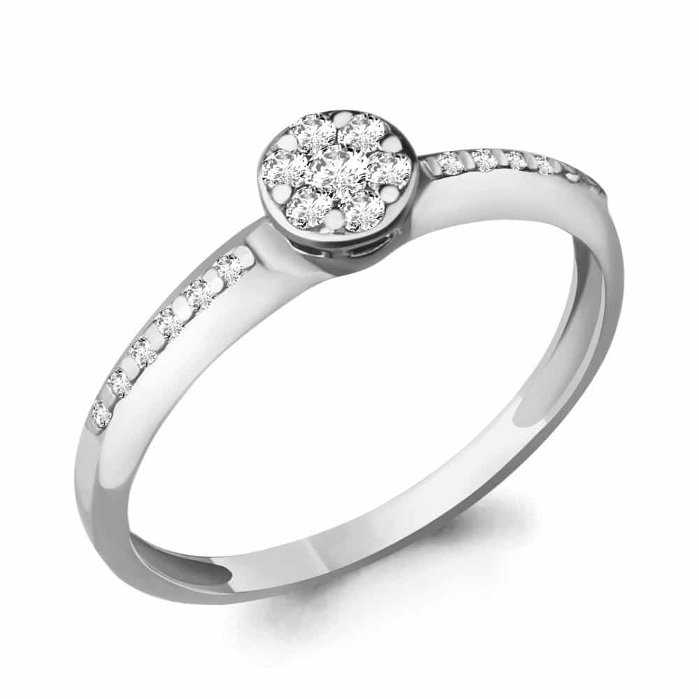 Inel din aur alb cu pietre Cubic Zirconia Incolor