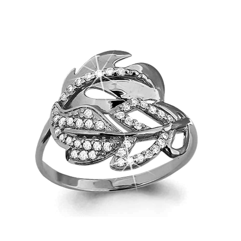 Inel din aur alb cu pietre Cubic Zirconia Incolor