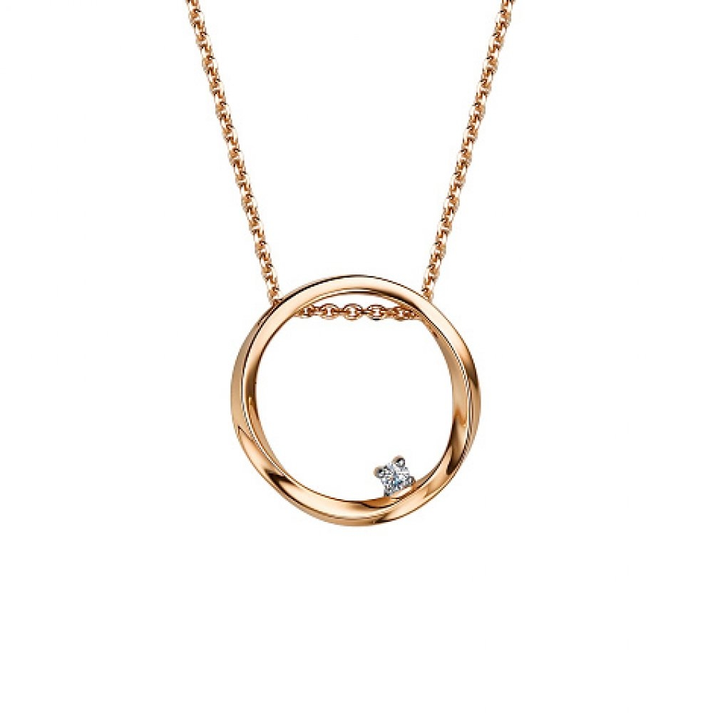 Colier din aur roz cu pietre Diamant