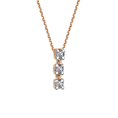 Colier din aur roșu cu pietre Diamant