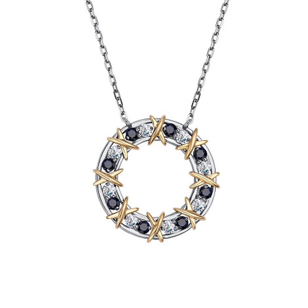 Colier din aur alb cu pietre Diamant, Safir