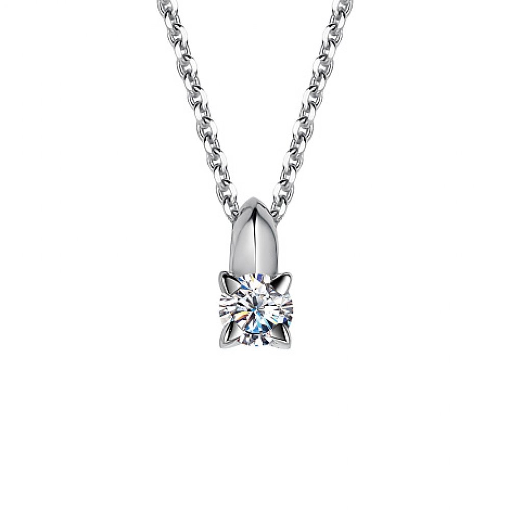 Colier din aur alb cu pietre Diamant