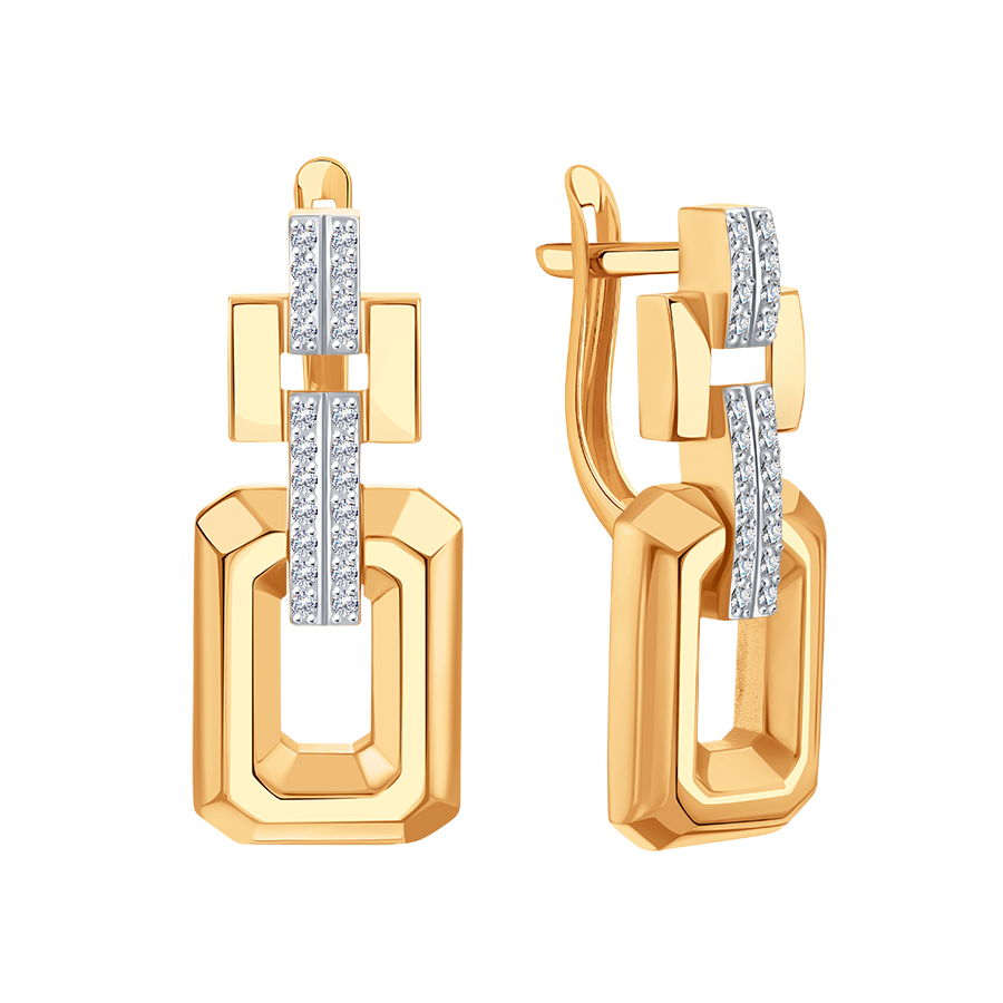 Cercei Suspendați din aur roșu cu pietre Cubic Zirconia Incolor