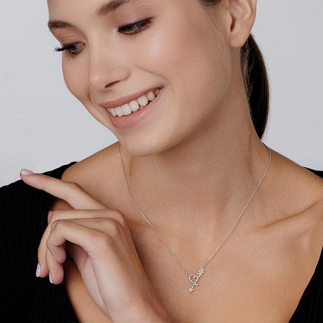 Colier din aur alb cu pietre Diamant
