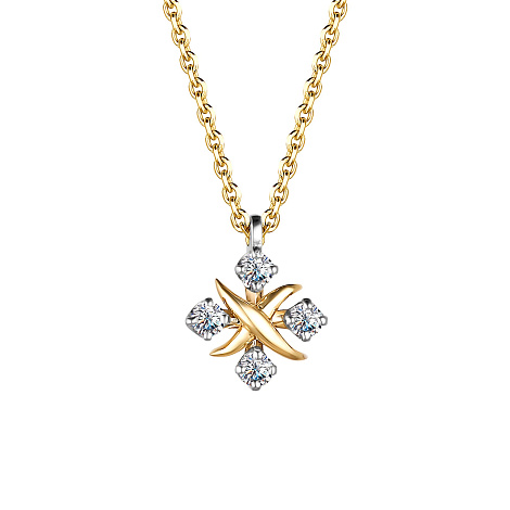 Colier din aur roșu cu pietre Diamant