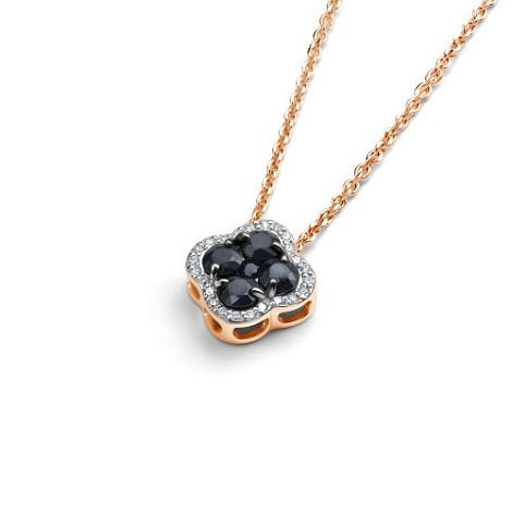 Colier din aur roșu cu pietre Diamant, Safir
