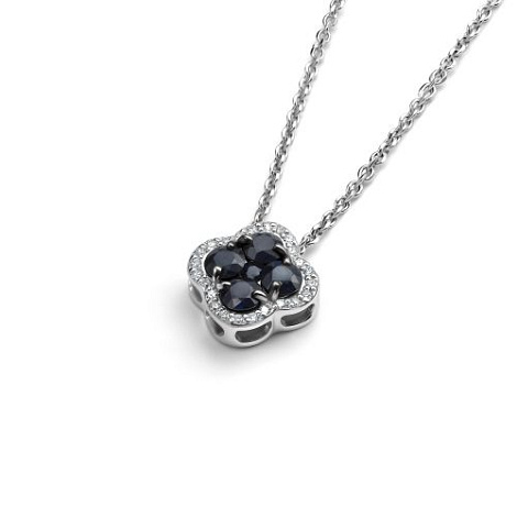 Colier din aur alb cu pietre Diamant, Safir