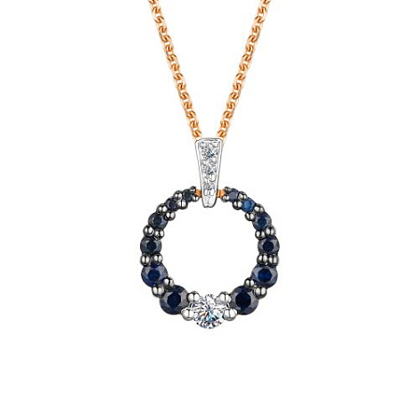 Colier din aur roșu cu pietre Diamant, Safir