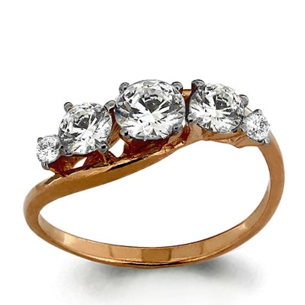 Inel din aur roz cu pietre Cubic Zirconia Incolor