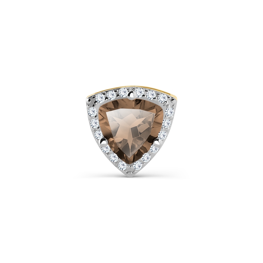 Pandantiv din aur galben cu pietre Cubic Zirconia Incolor, Cuarț fumuriu