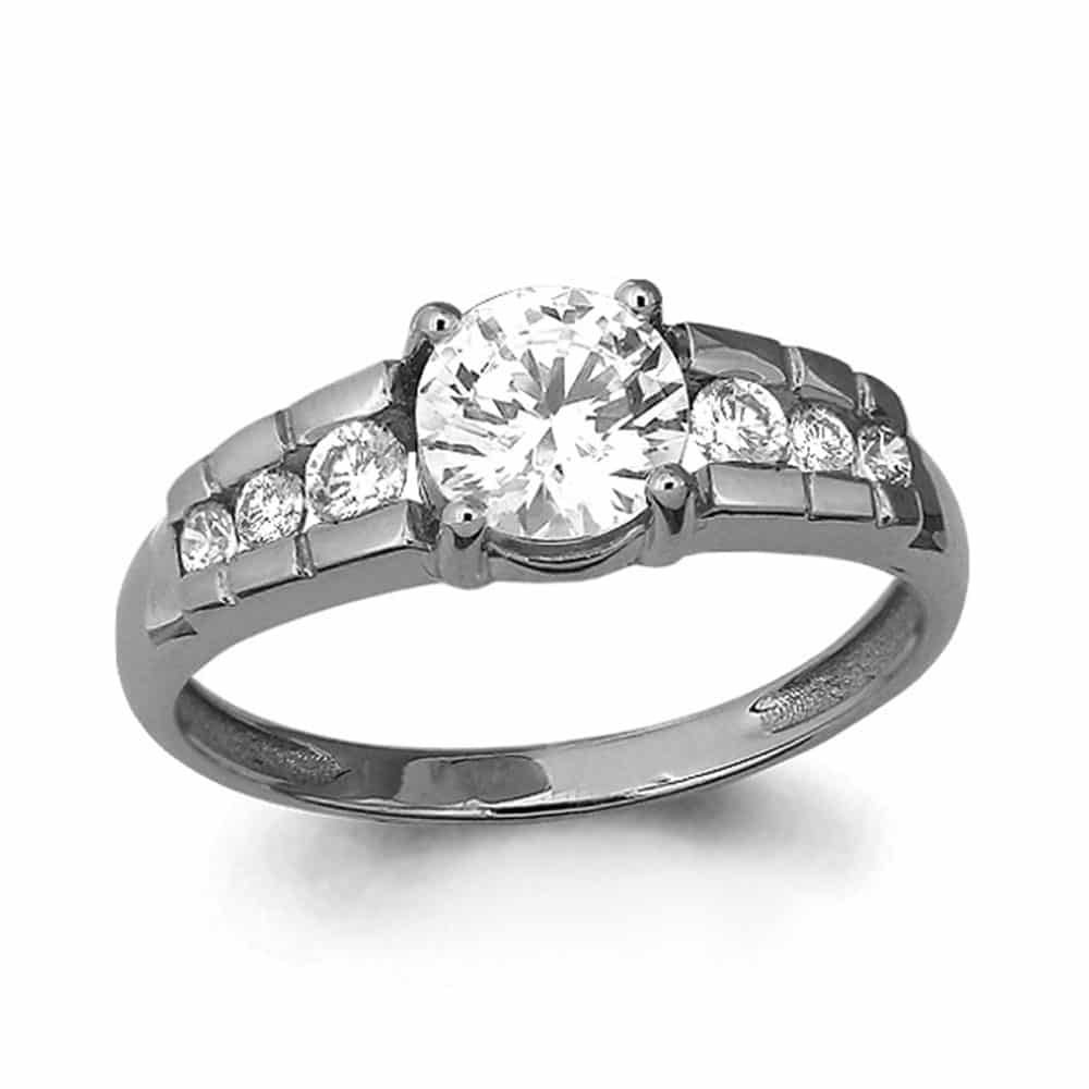 Inel din aur alb cu pietre Cubic Zirconia Incolor