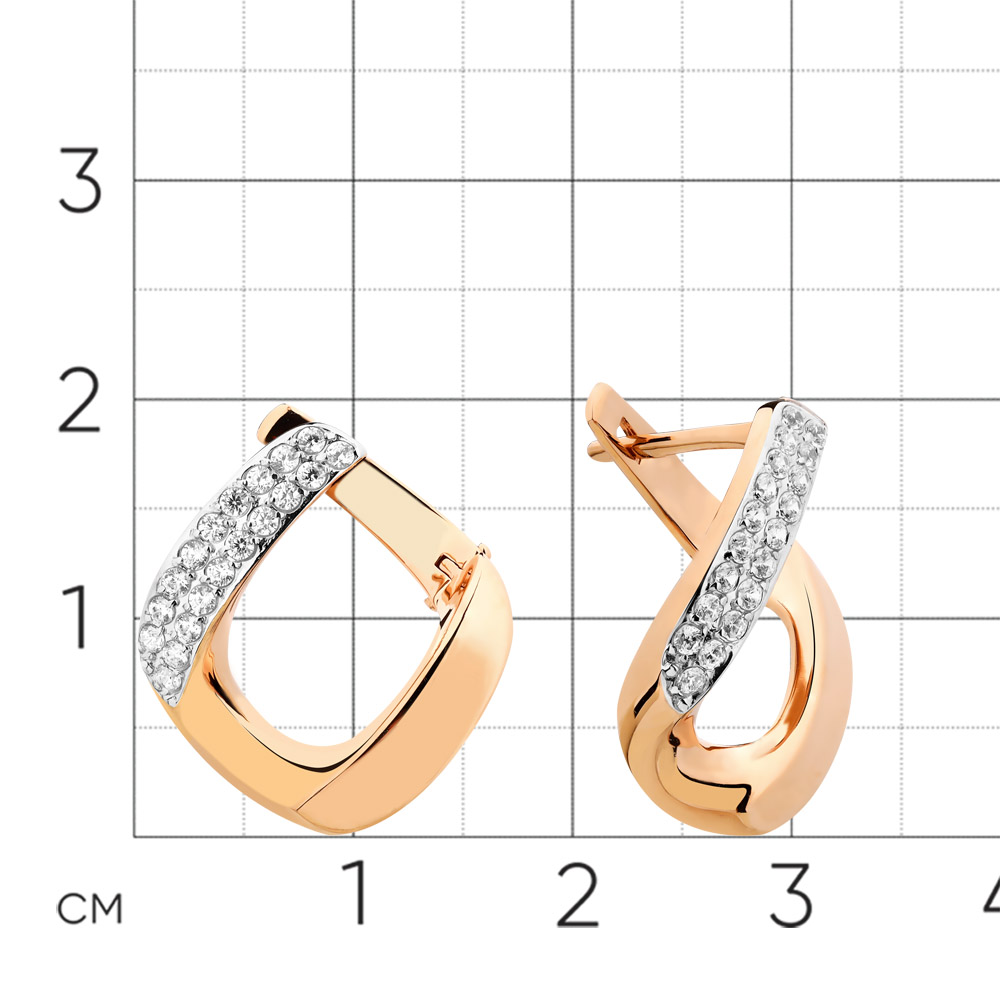 Cercei din aur roșu cu pietre Cubic Zirconia Incolor