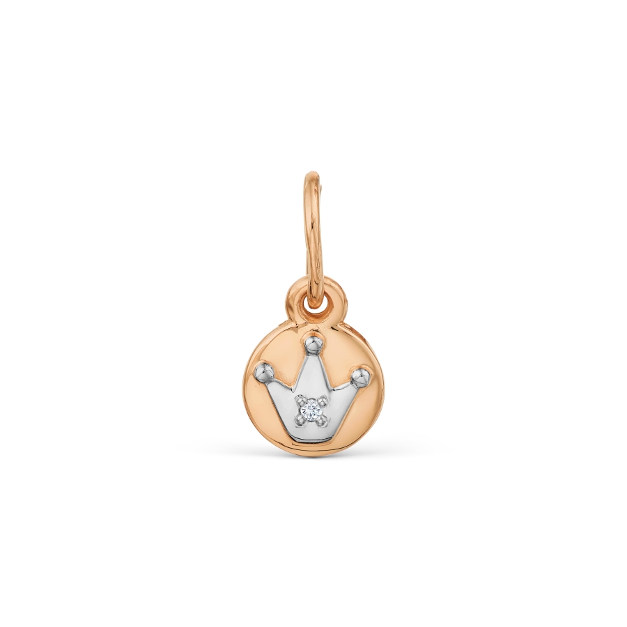 Pandantiv din aur roșu cu pietre Cubic zirconia