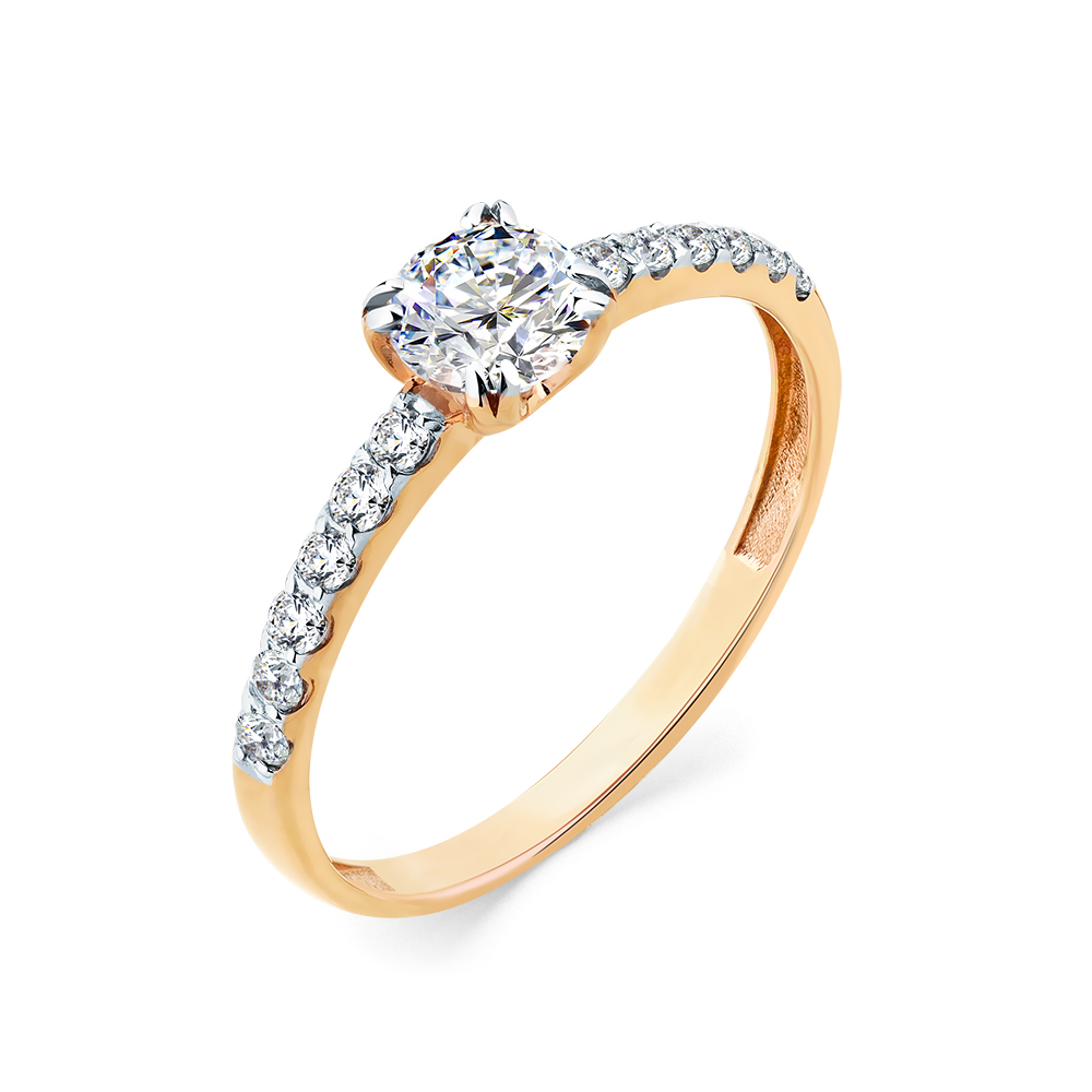 Inel din aur roșu cu pietre Cubic Zirconia Incolor