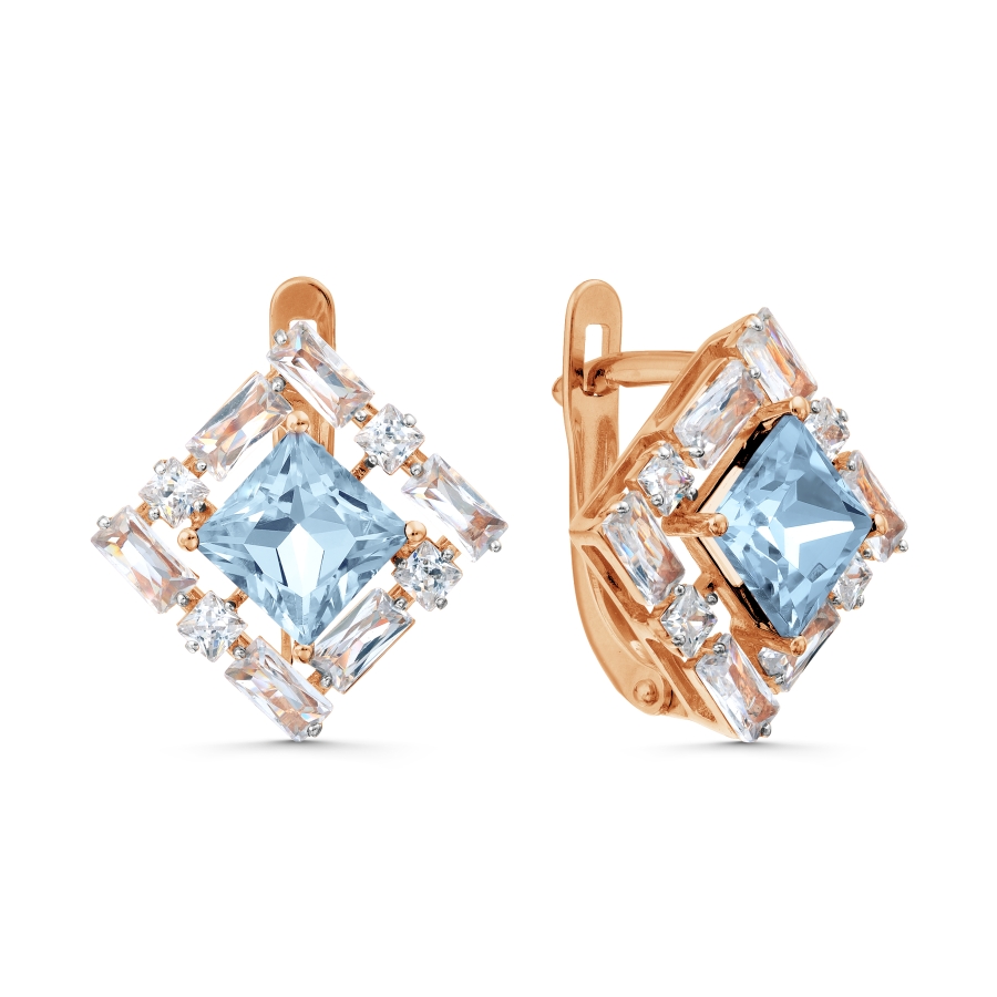 Cercei din aur roșu cu pietre Cubic zirconia, Topaz