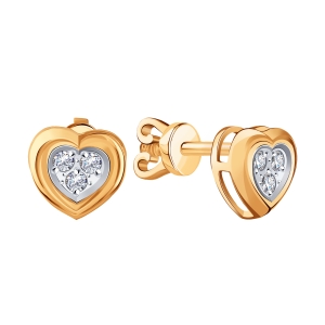 Cercei Pusete din aur roșu cu pietre Cubic Zirconia Incolor