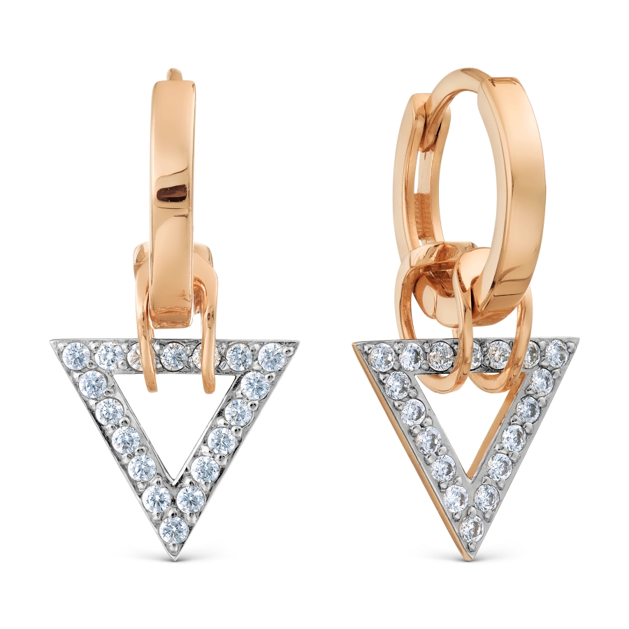 Cercei Creole din aur roșu cu pietre Cubic Zirconia Incolor