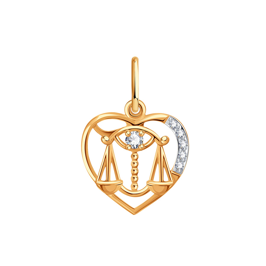 Pandantiv din aur roșu cu pietre Cubic Zirconia Incolor